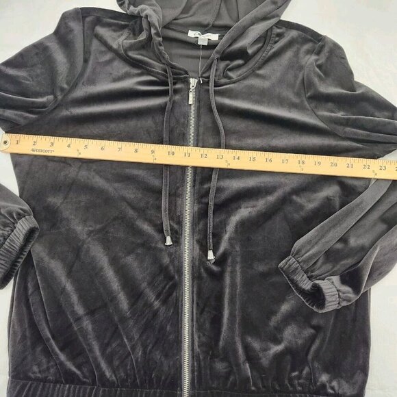 Cable & Gauge Sport Activewear Jacket Womens Large Full Zip Hoodie Black Velour - Picture 6 of 7